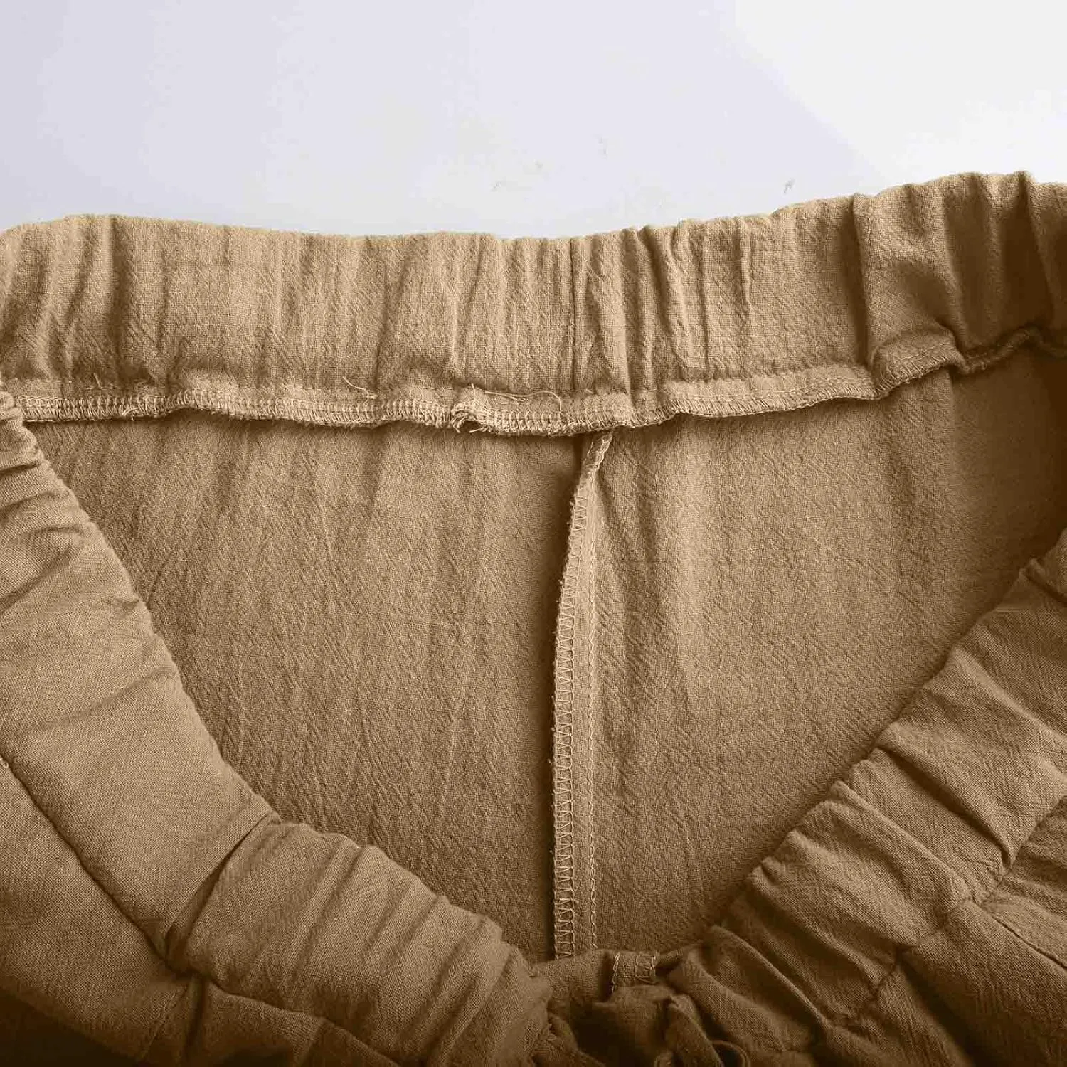 Plus Size Linen Pants Casual Stylish Cotton Linen Trousers Loose Drawstring Elastic Waist Print Solid Sweatpants