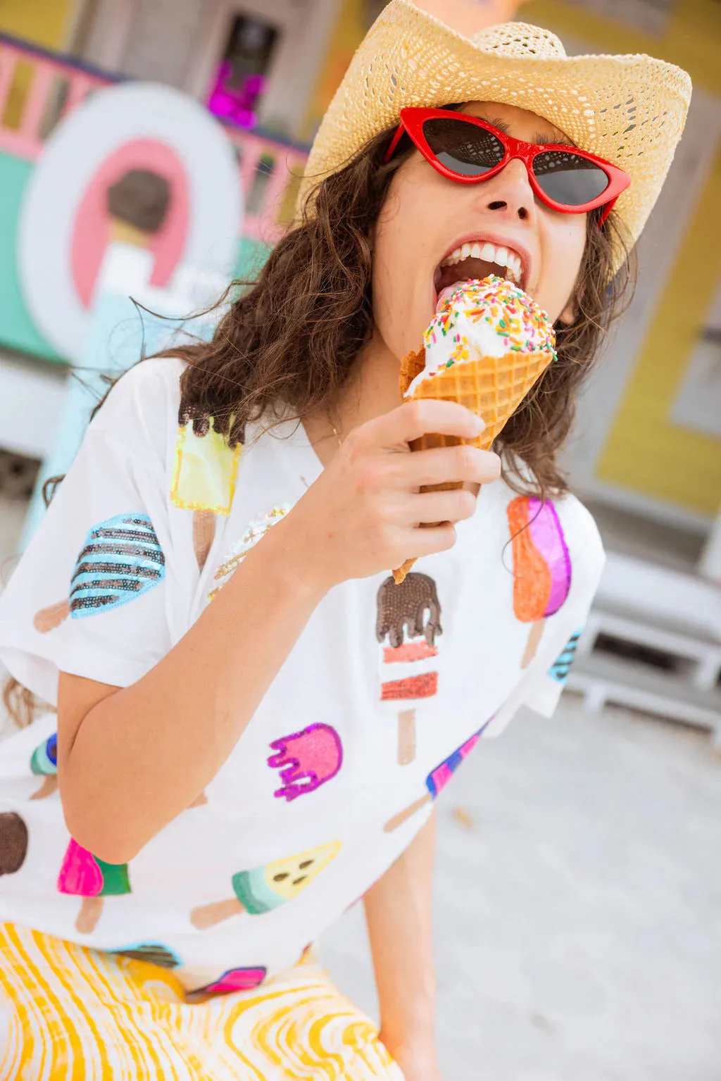 Queen Of Sparkles White Scattered Multi Color Popsicle Tee