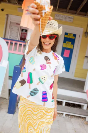 Queen Of Sparkles White Scattered Multi Color Popsicle Tee