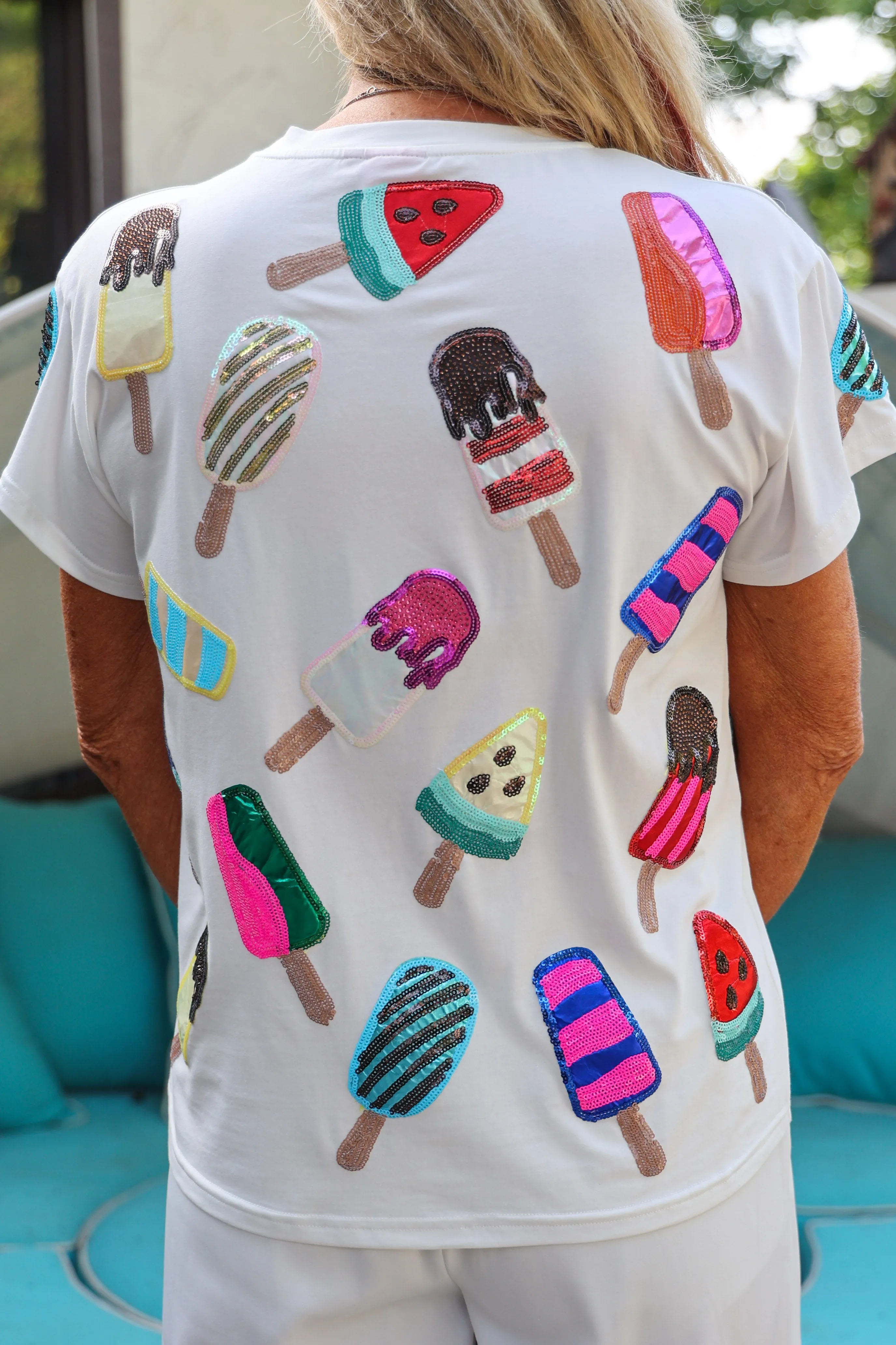 Queen Of Sparkles White Scattered Multi Color Popsicle Tee