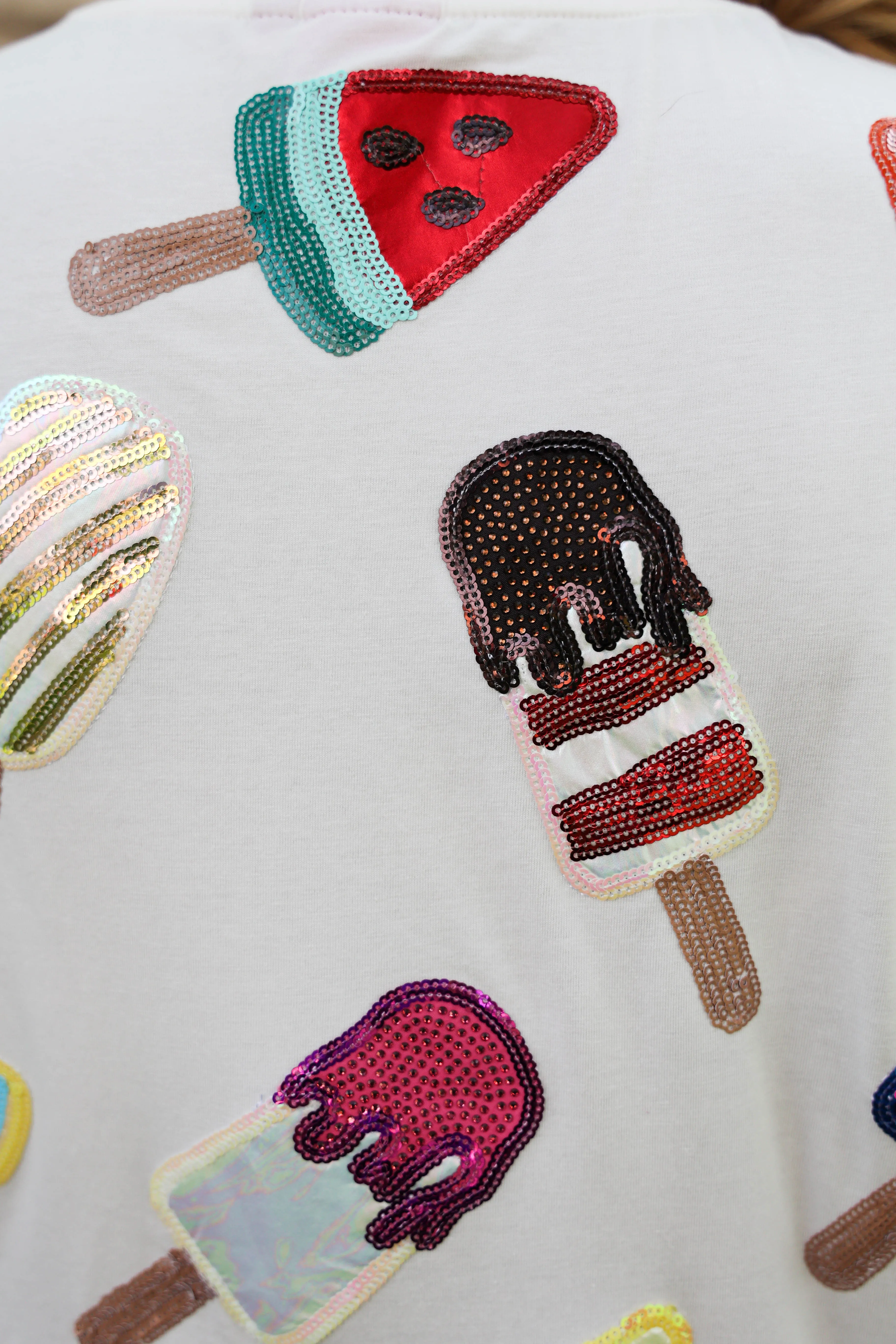 Queen Of Sparkles White Scattered Multi Color Popsicle Tee