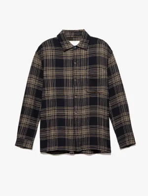 Relaxed Flannel Long Sleeve Shirt -- Tan Plaid