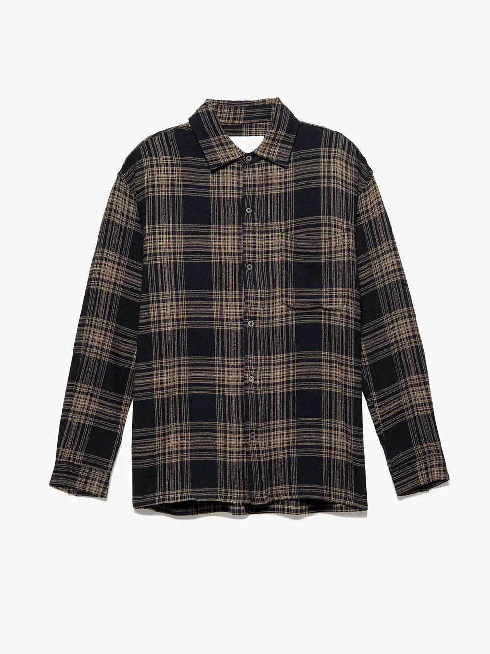 Relaxed Flannel Long Sleeve Shirt -- Tan Plaid