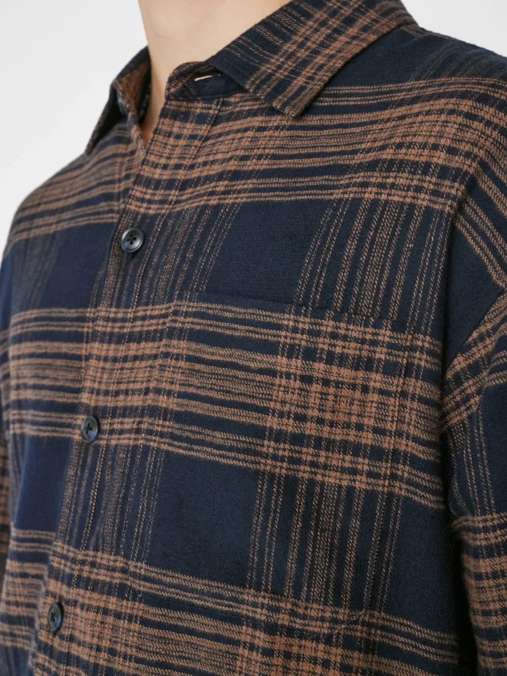 Relaxed Flannel Long Sleeve Shirt -- Tan Plaid