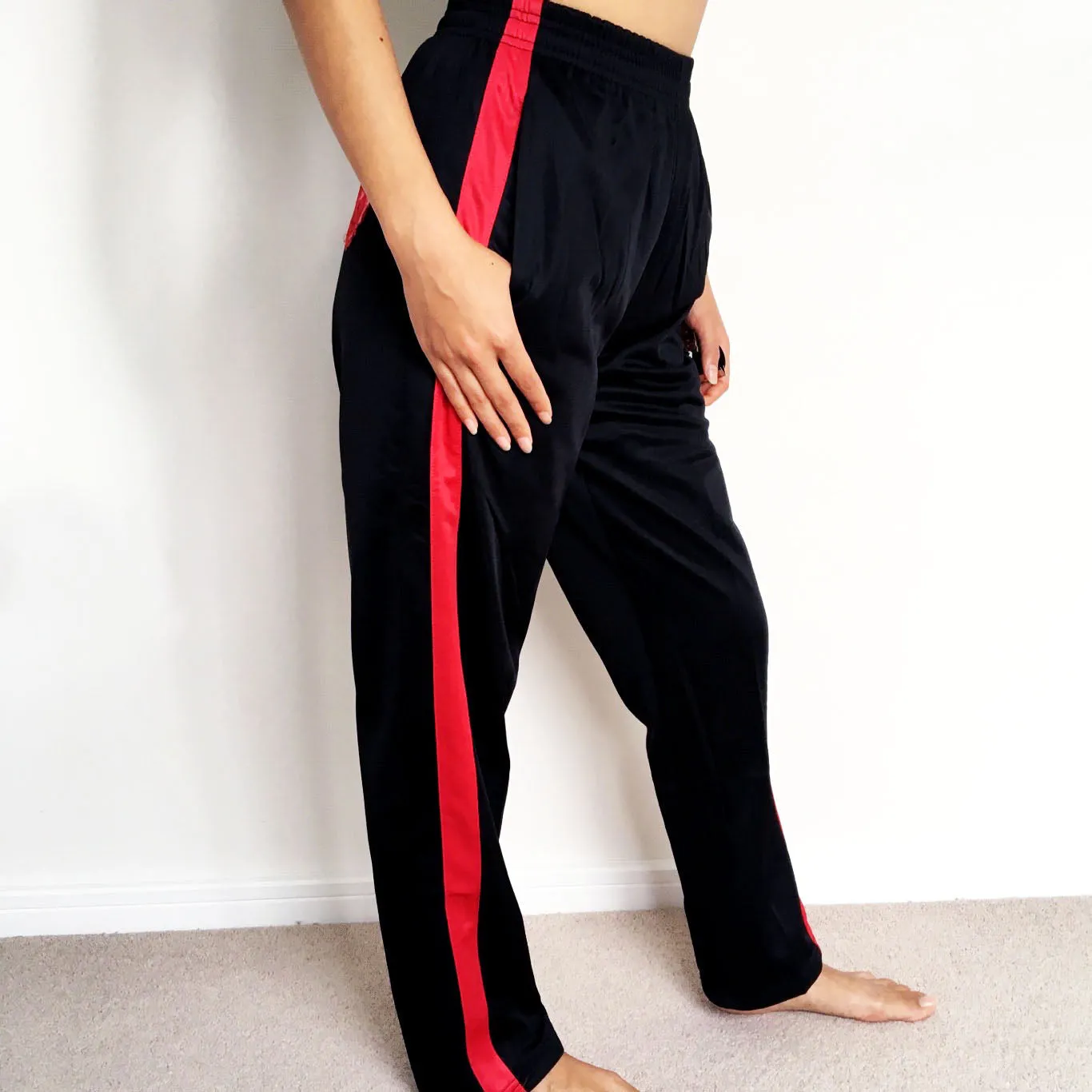 ROSE RED STRIPE BLACK TRACKSUIT