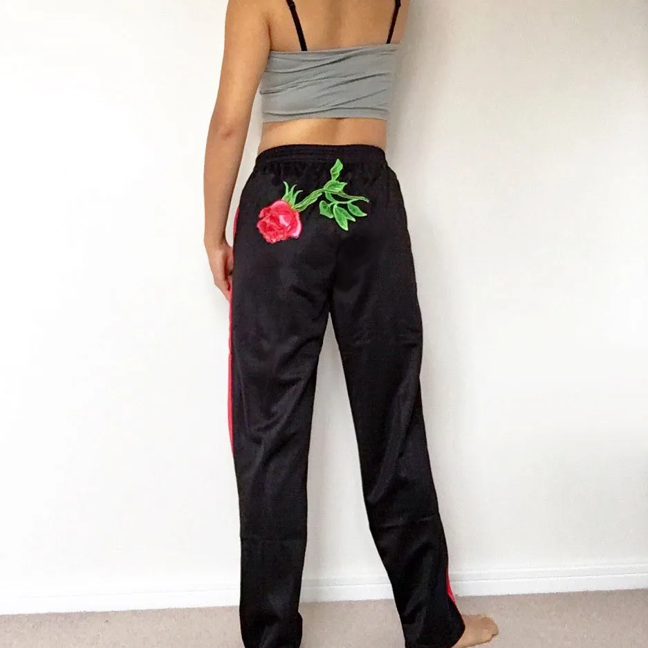 ROSE RED STRIPE BLACK TRACKSUIT