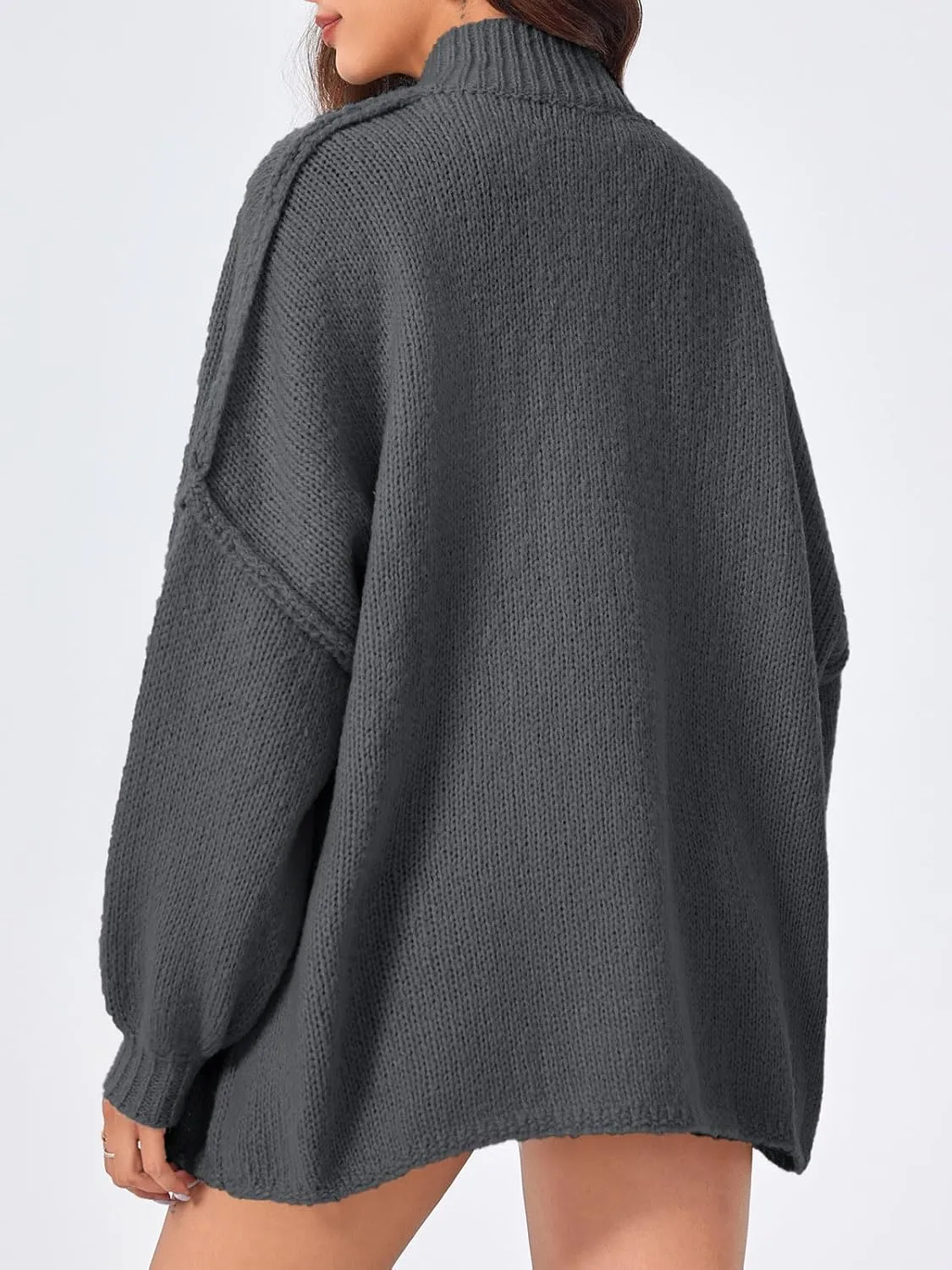 Saodimallsu Womens Oversized Cardigans Long Lantern Sleeve Button Down Chunky Knit Loose Fall Sweater Coats