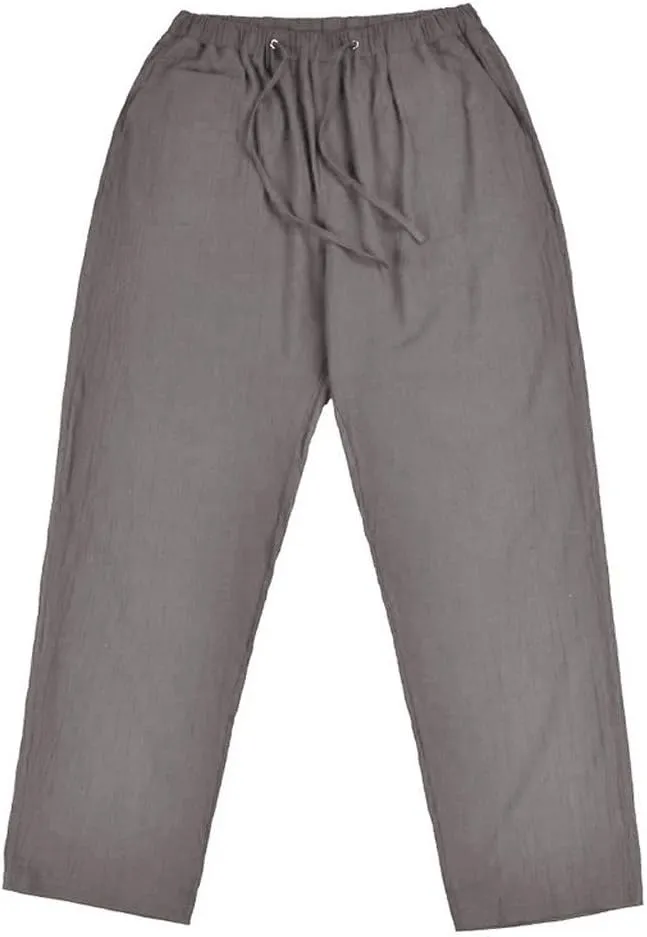 sdbrld Pants For Men Mens Stretchy Waist Pants Casual Loose Fit Straight Legs Beach Pants Solid Cotton Overalls Pants