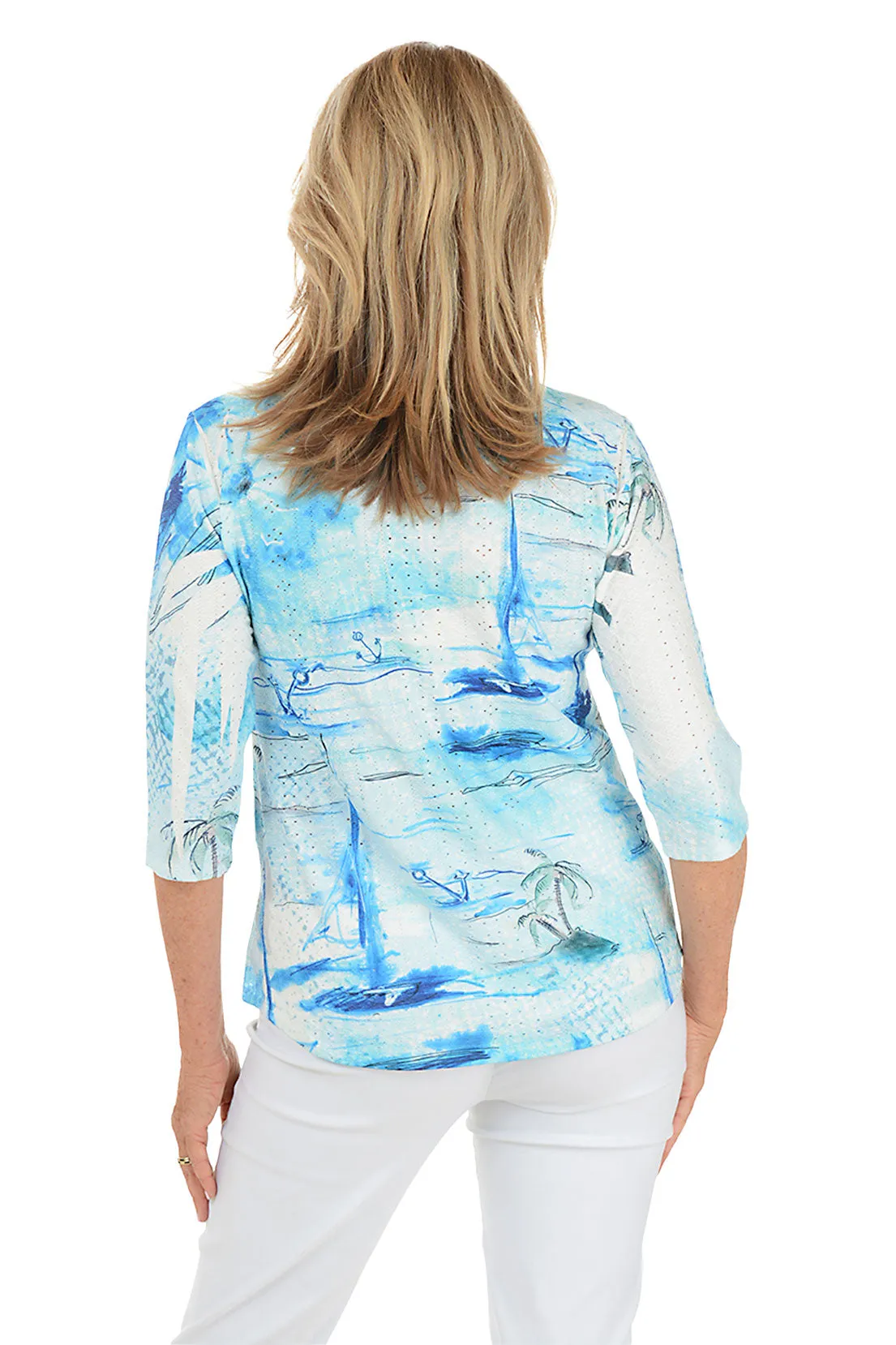 Sea Boardwalk High-Low Eyelet Top