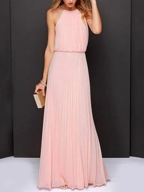 Solid Sleeveless Off-shoulder Dress