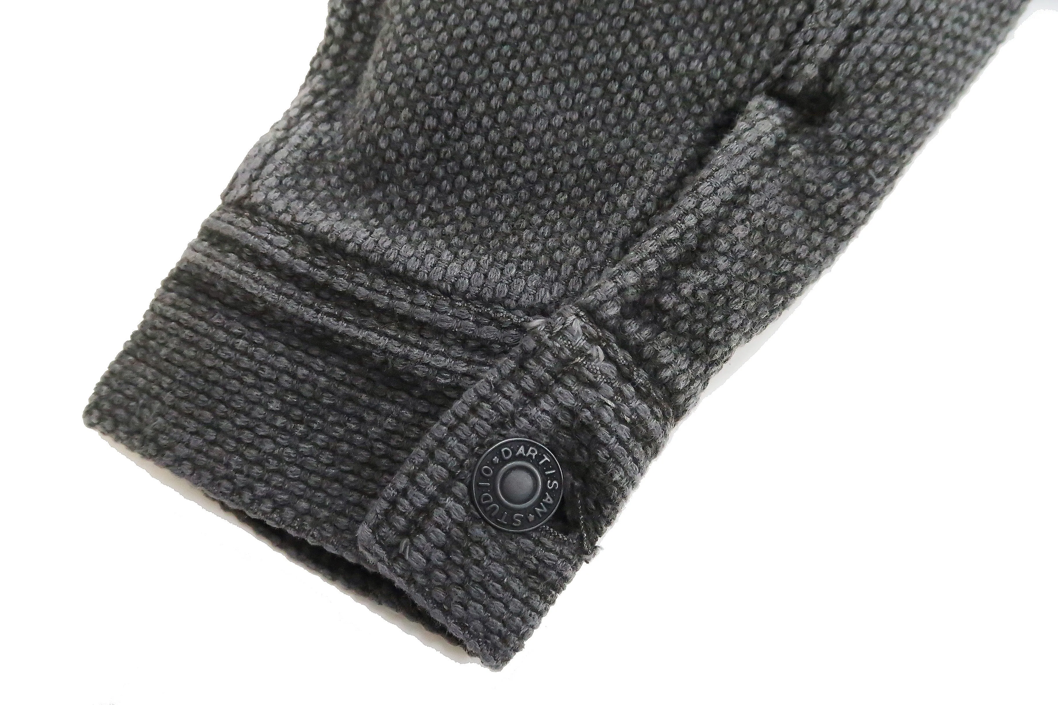 Studio Dartisan Mens Kusaki Zome Sashiko Jacket - Modified Lee 101 Storm Rider in Natural Charcoal Dye