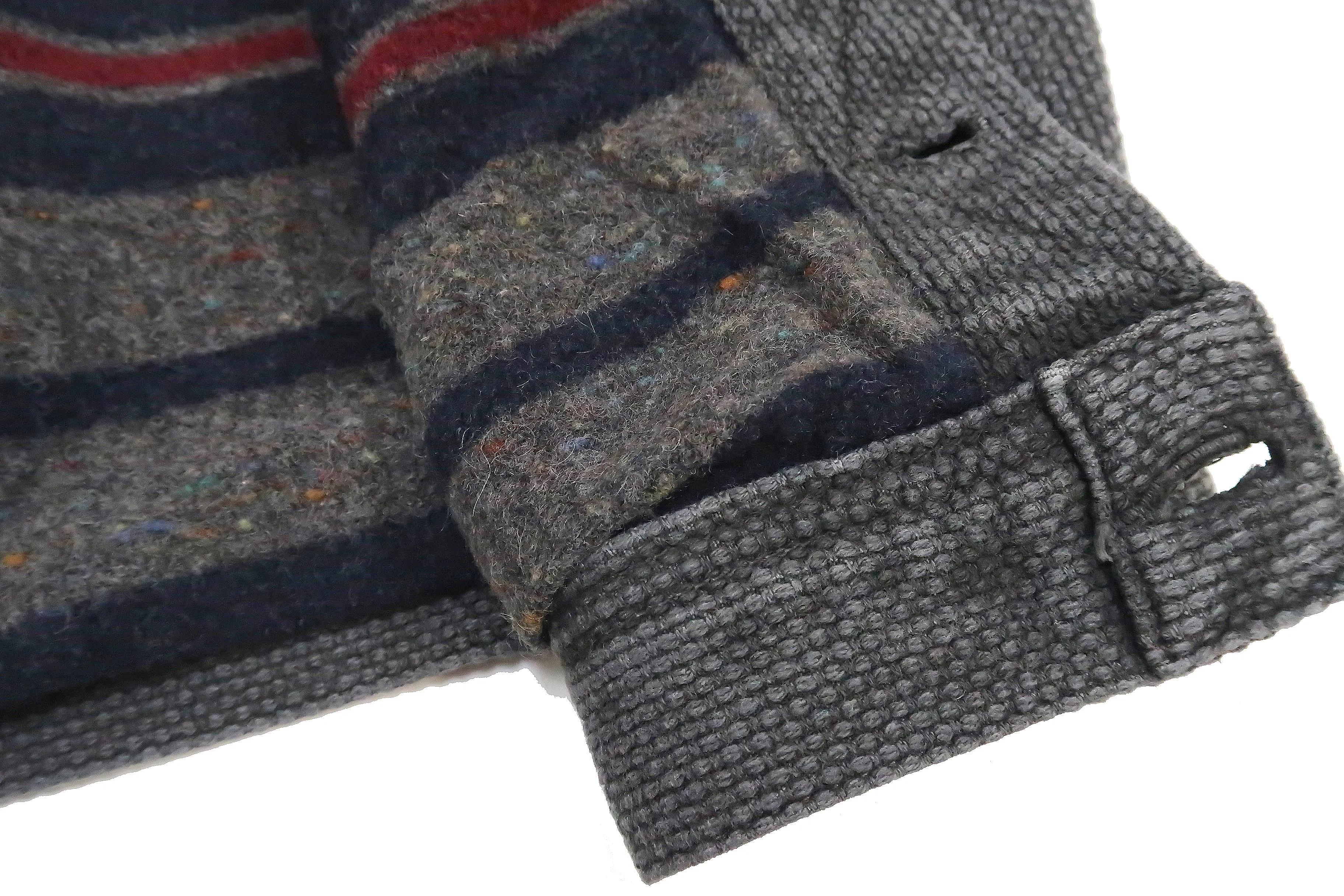 Studio Dartisan Mens Kusaki Zome Sashiko Jacket - Modified Lee 101 Storm Rider in Natural Charcoal Dye