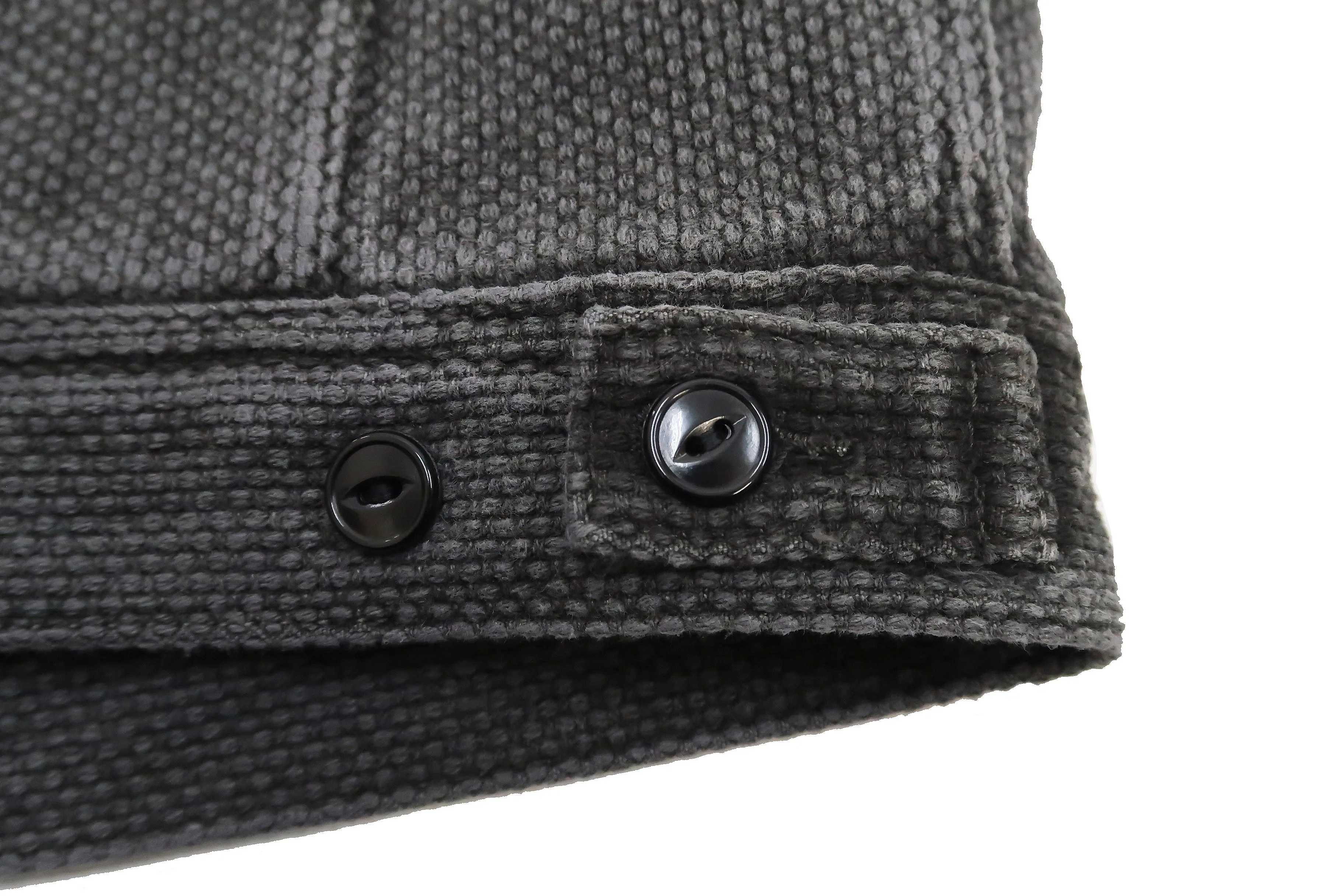 Studio Dartisan Mens Kusaki Zome Sashiko Jacket - Modified Lee 101 Storm Rider in Natural Charcoal Dye