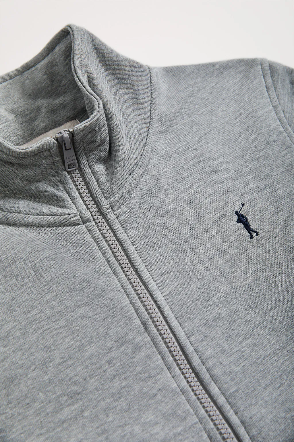Sudadera abierta gris vigoré de cuello elevado con logo Rigby Go
