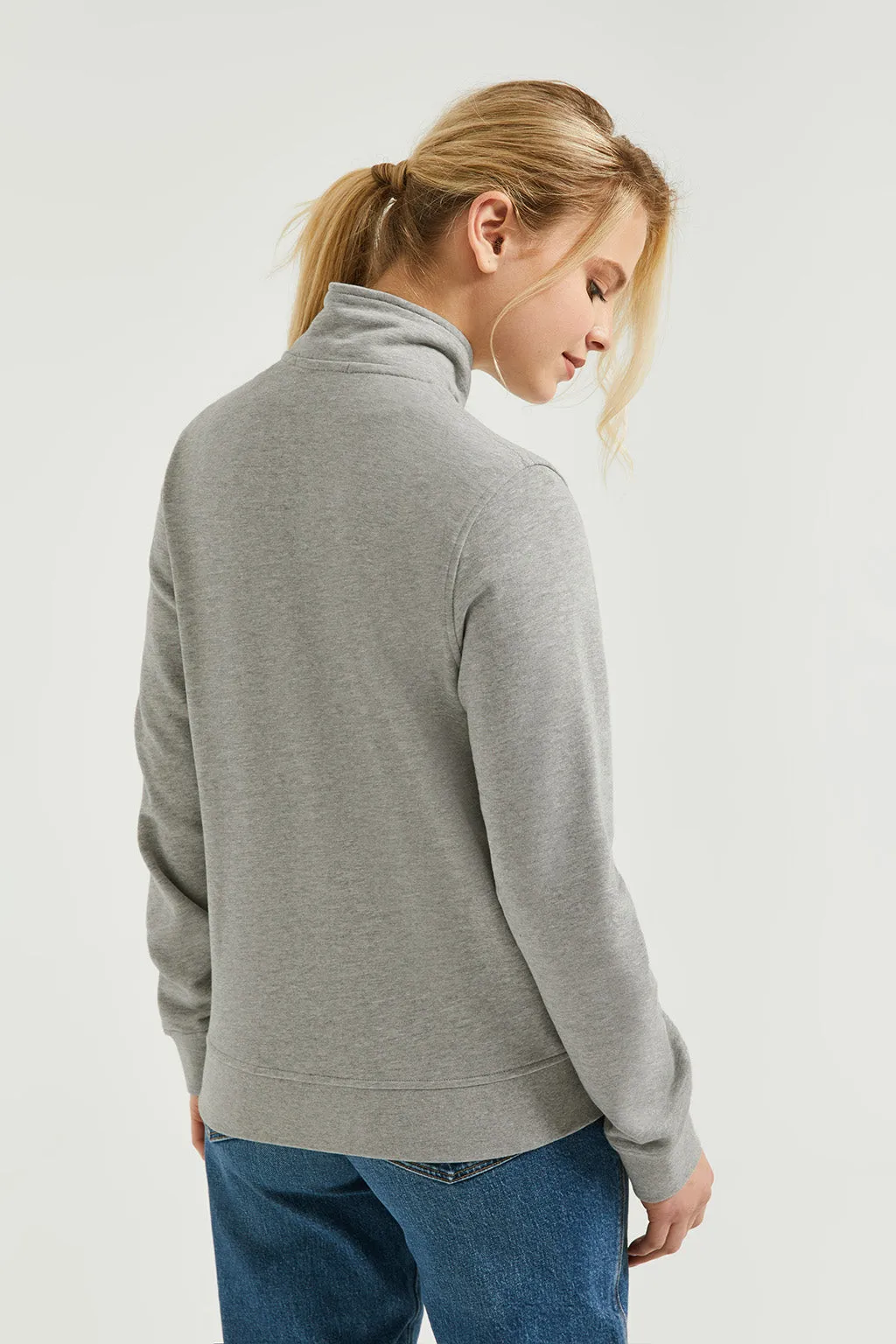 Sudadera abierta gris vigoré de cuello elevado con logo Rigby Go