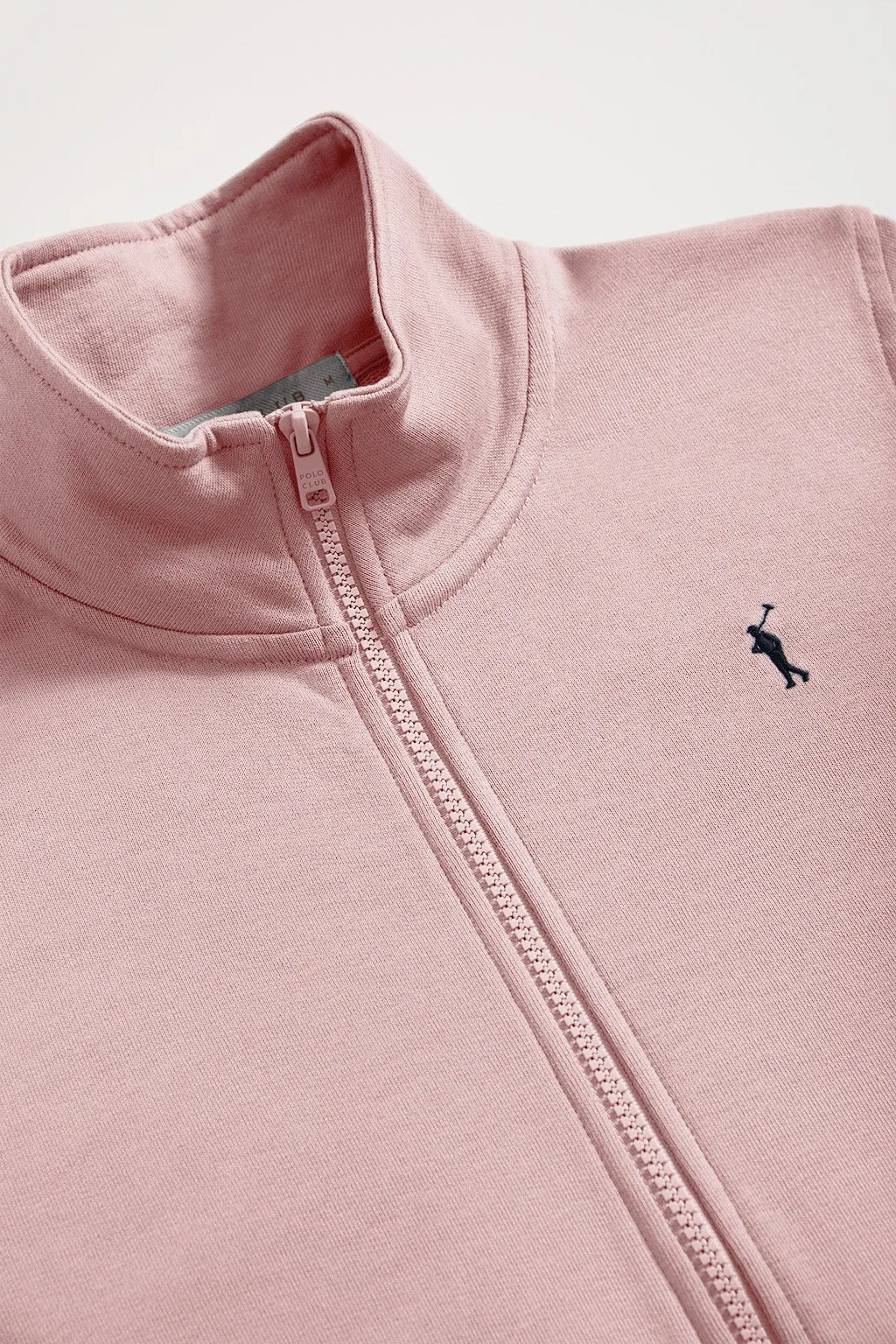 Sudadera abierta rosa de cuello elevado con logo Rigby Go
