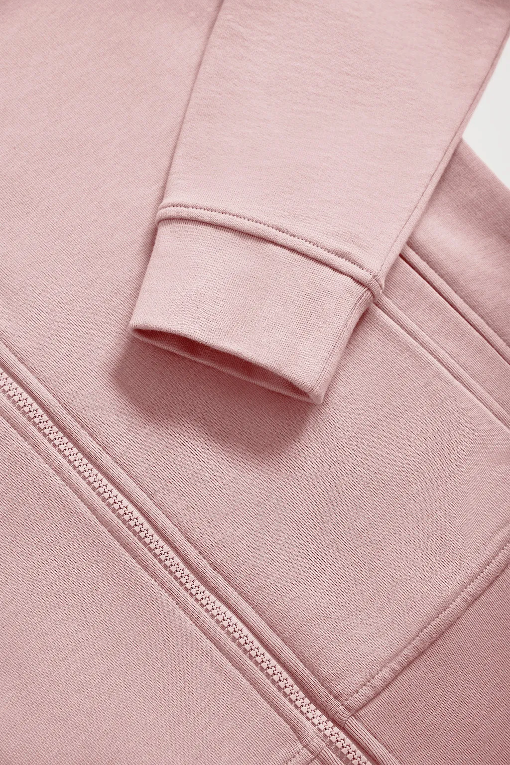 Sudadera abierta rosa de cuello elevado con logo Rigby Go
