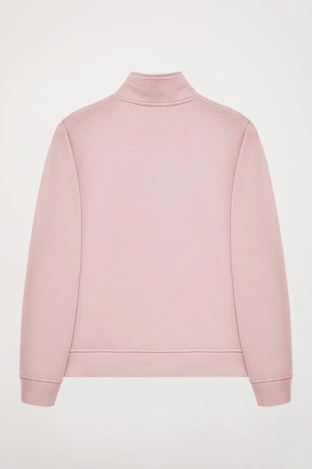 Sudadera abierta rosa de cuello elevado con logo Rigby Go