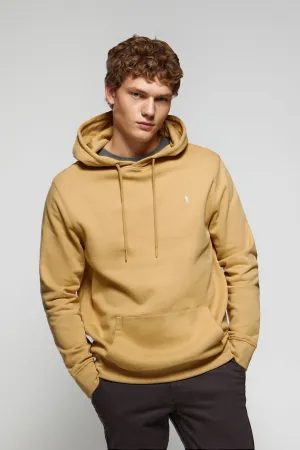 Sudadera con capucha y bolsillos color camel con logo Rigby Go