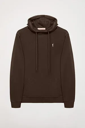 Sudadera de capucha y bolsillos marrón oscuro con logo Rigby Go