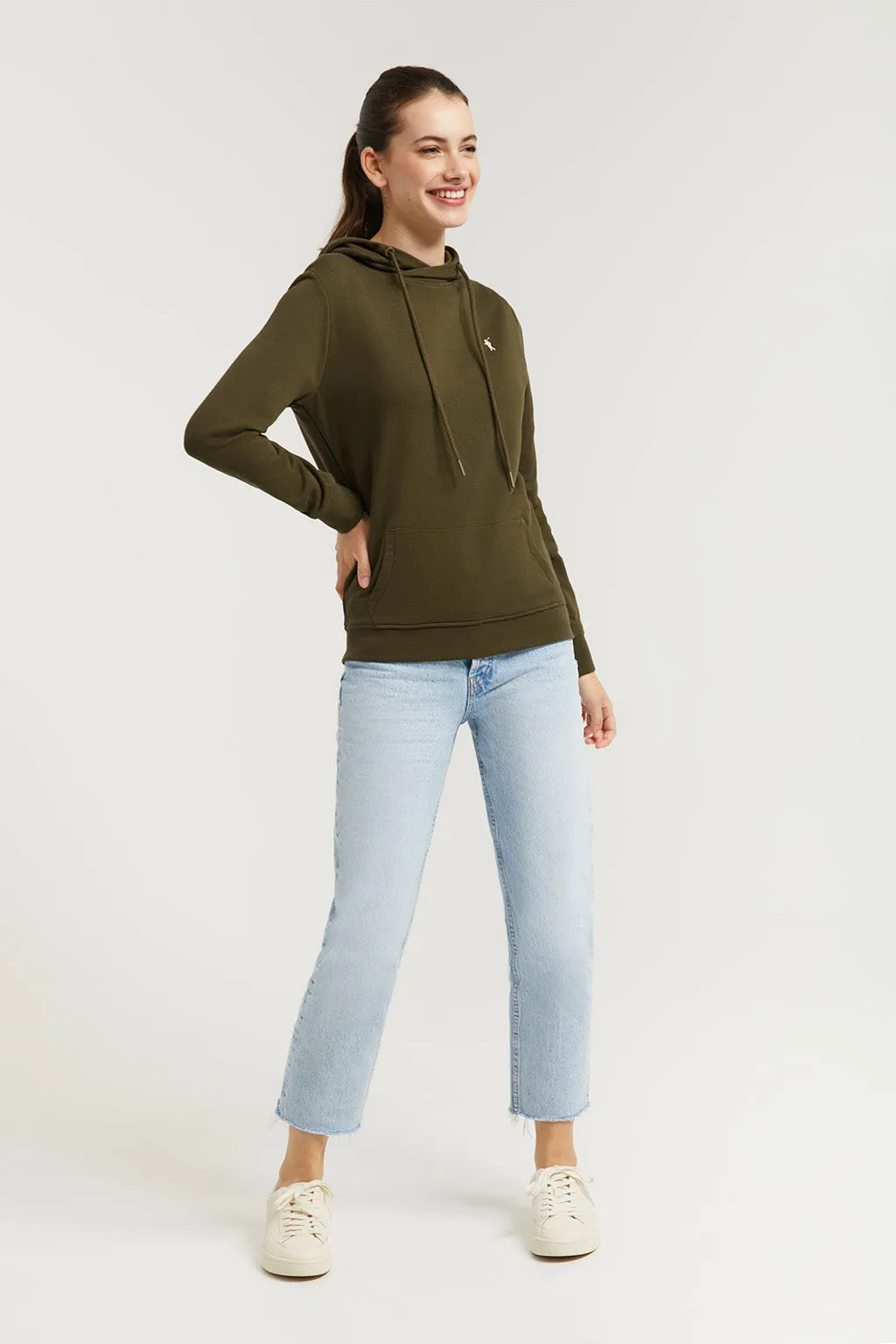 Sudadera de capucha y bolsillos verde oliva con logo Rigby Go