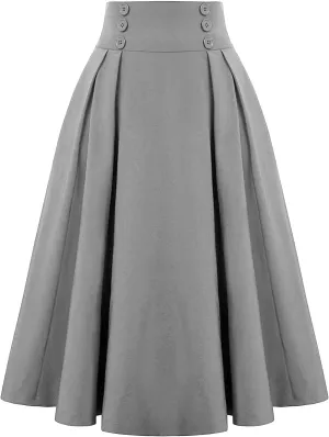 Summer Skirts for Women 2025 Vacation Button Down High Rise Flowy Swing Ruched Flowy Baggy Comfort Skirt