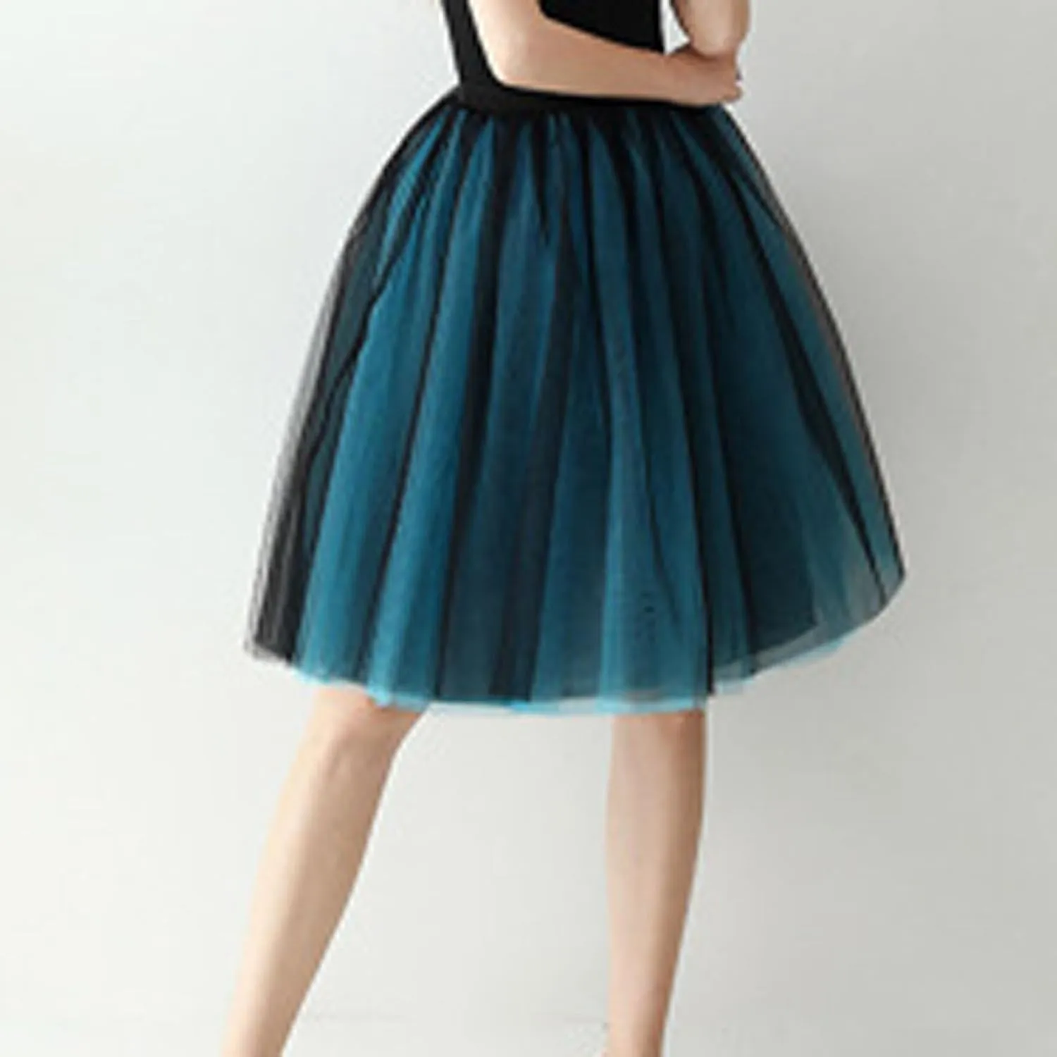 Women Mesh Midi Tutu Skorts Summer Vintage A line Pleat Layered Knee Length Skirts Casual Fashion Evening Prom Skirt