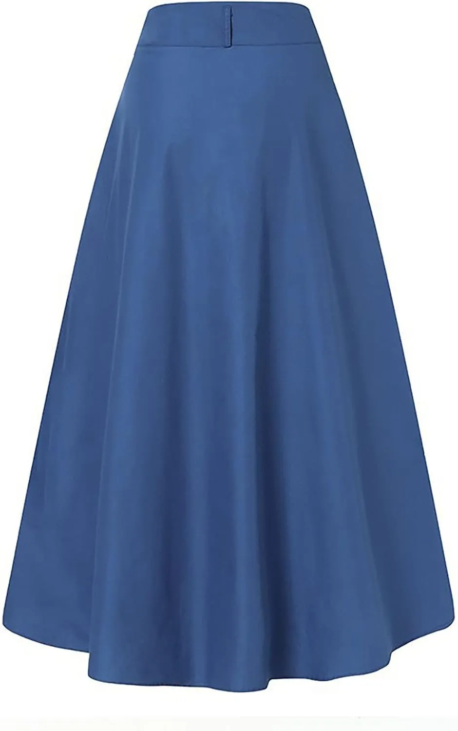 YOLAI Women's Casual Loose Solid Color Skirt A Line High Waist Skirt with Pocket Buttons Maxi Skirt
